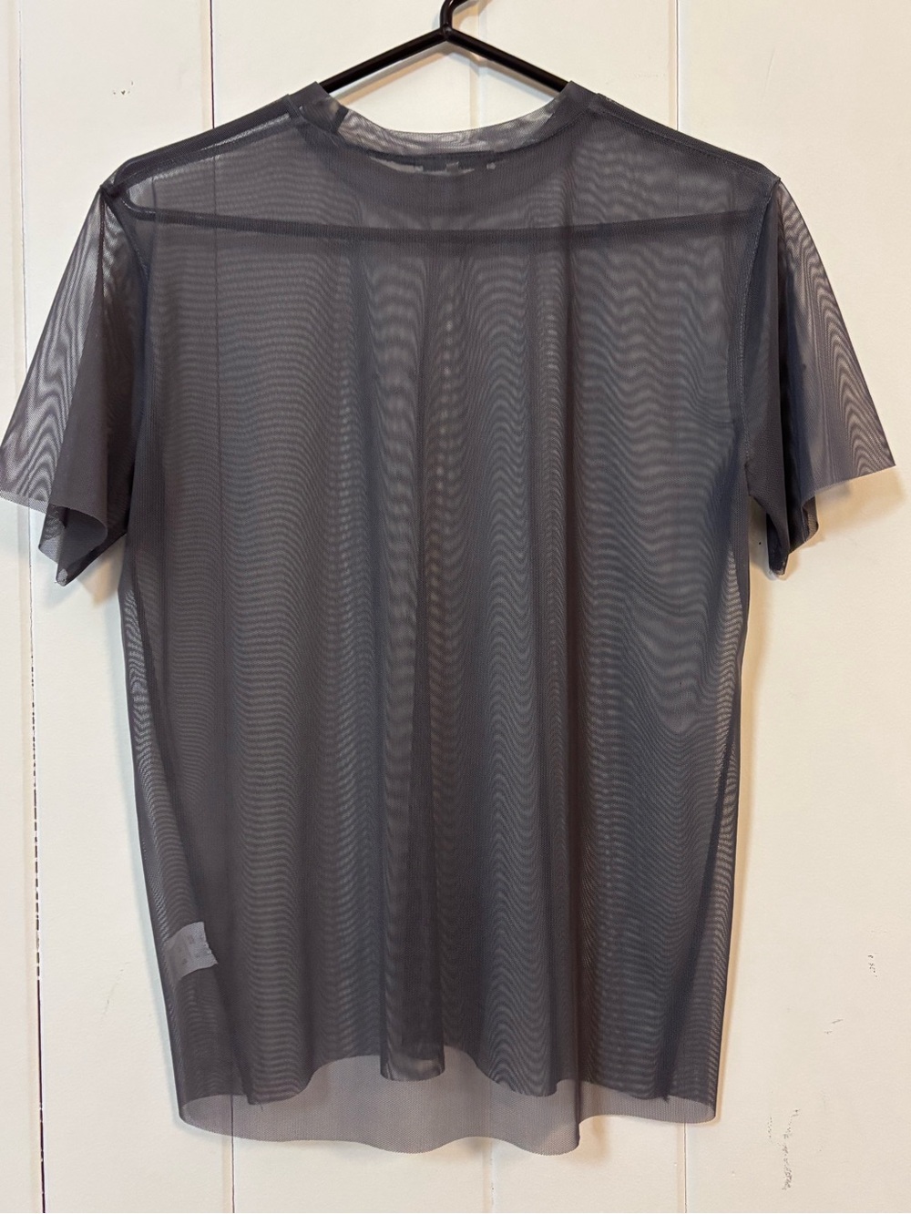Oak + Fort Sheer Grey Mesh Crewneck T-Shirt Grunge Rave - Size Small - Picture 16 of 16
